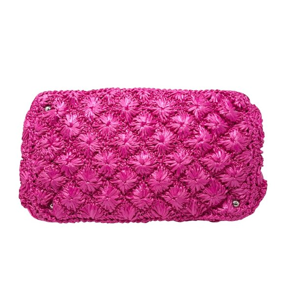 PRADA Vintage Triangle Logo Canapa Tote Bag Handbag Pink Raffia [106407] - Picture 8 of 16